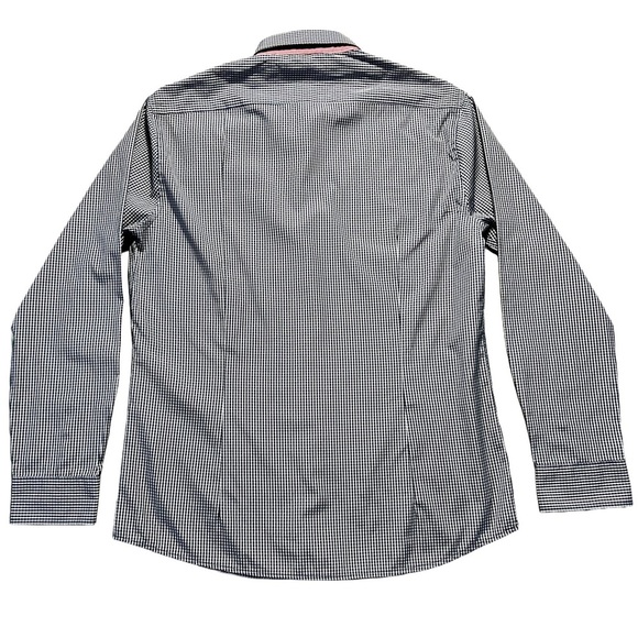 Modus Vivendi Men’s Shirt Blue White Checkered Long Sleeve Cotton Medium - Picture 3 of 5